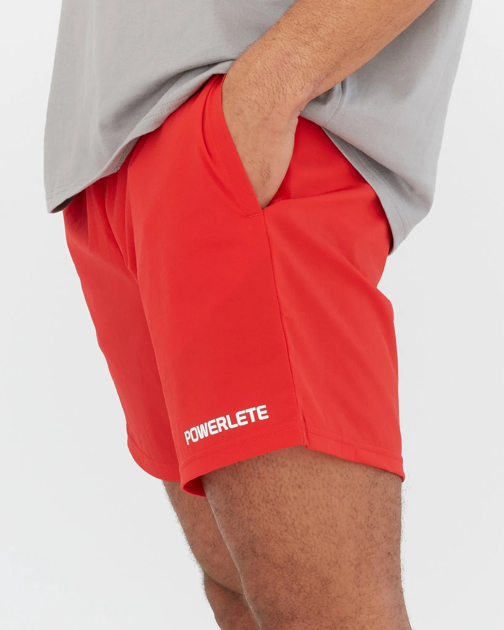 Powerlete Evolve Men's Training Shorts - Breathable Quick-Dry Gym Shorts for Running, Workout & Sports - Red (Best for Athletes & Fitness Enthusiasts)