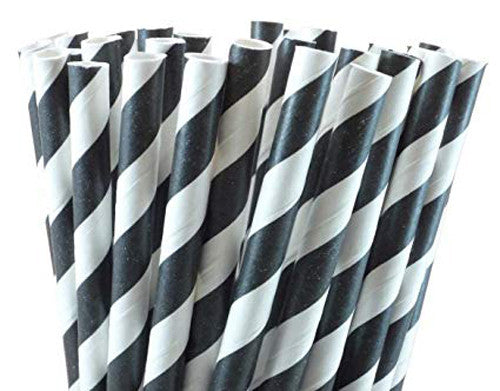 1000 Pack Biodegradable Paper Drinking Straws - Black & White Bulk Wholesale - Eco Friendly Disposable Straws for Birthday Parties, Events, Bistros, Bars, Cafes & Takeaway Restaurants