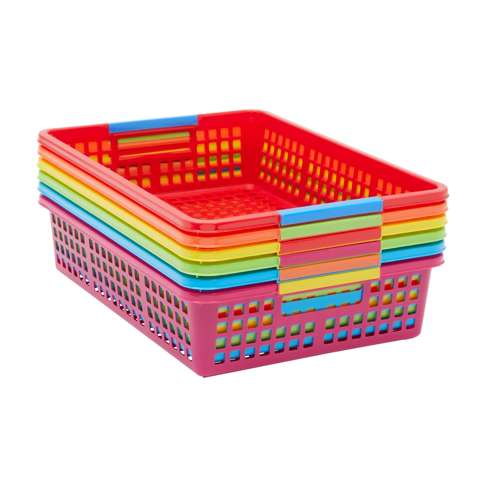 Bright Creations 6 Pack Plastic Classroom Paper Trays - Colorful Storage Bins & Organizers for School Supplies, Books, Folders (10 x 13.5 Inch) - Perfect for Teachers, Students & Office Organization