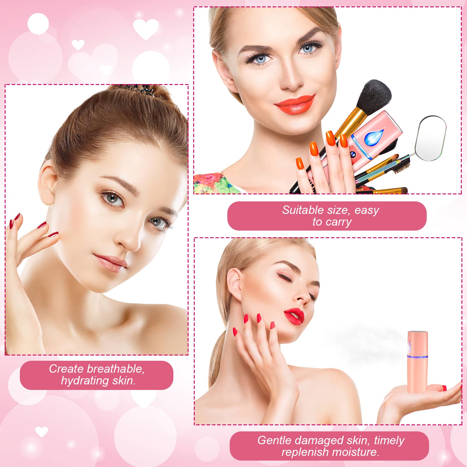 Honoson Nano Mist Sprayer 20ml - Portable USB Facial Steamer & Humidifier with 270° Rotating Lash Mirror for Eyelash Extensions, Makeup, and Skin Care - Perfect for Home Spa, Travel, and Professional Salon Use