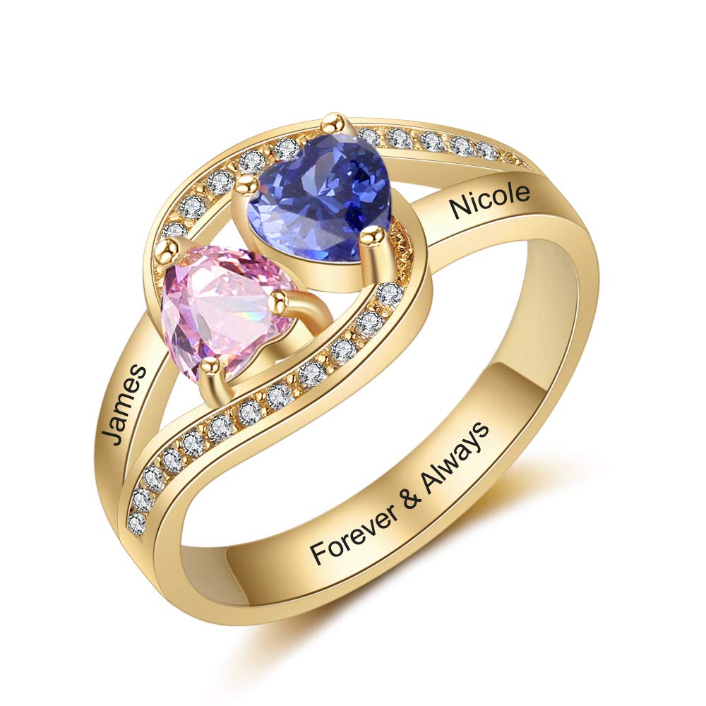 Personalized Mothers Rings - Custom Promise Rings with 2 Birthstones, Infinity Rings for Women, Couple Heartbeat Jewelry, Sister Friendship Gifts | Perfect for Anniversaries, Mother's Day & Valentine's Day