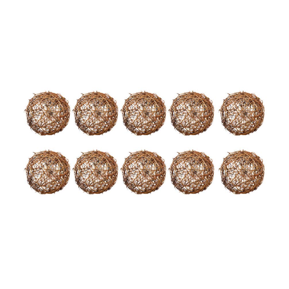 Natural Decorative Wicker Rattan Balls - 10 Pack for Vase Filler, Home Decor, Christmas Tree & Wedding Party Decorations | DIY Crafts, Bird Toys | Perfect for Coffee Table, Garden & Holiday Decor