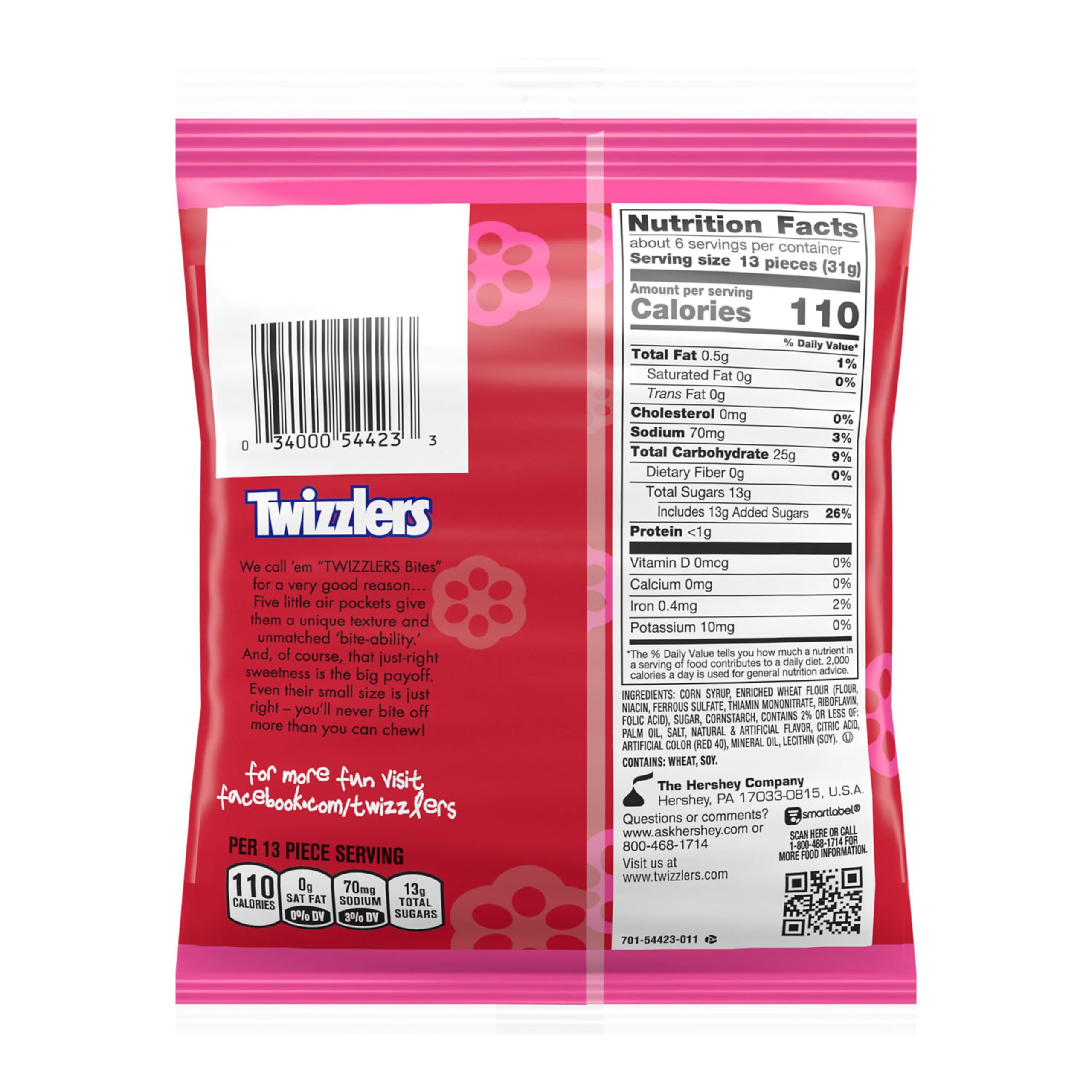 Twizzlers Bites Cherry Candy Bags - 7 oz (12 Count) | Bulk Pack of Strawberry-Flavored Licorice Twists | Perfect for Halloween Treats, Party Favors & Office Snacks