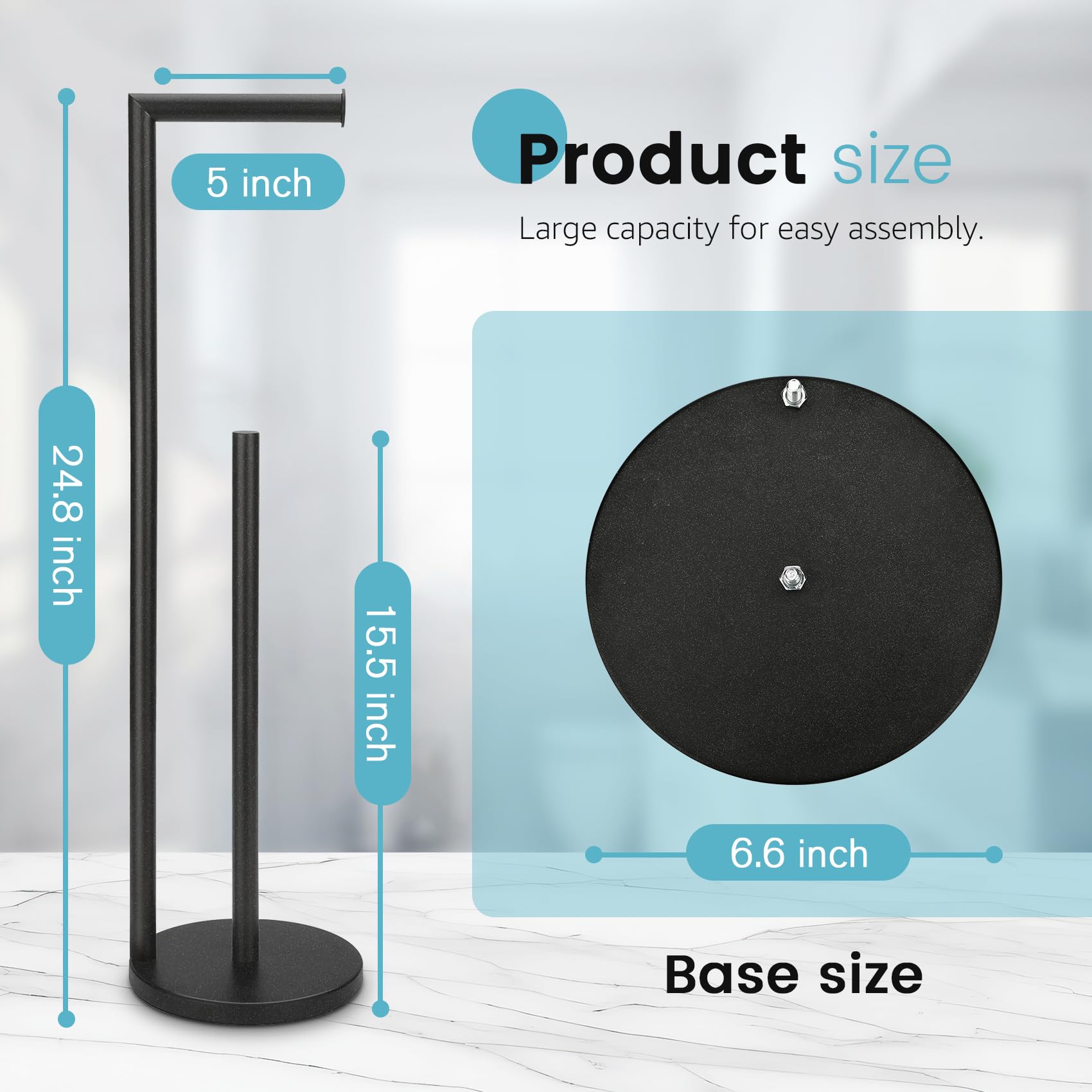 Black Galaxy Free Standing Toilet Paper Holder Stand - Rustproof Bathroom Storage for 4 Rolls | Space-Saving Bathroom Organizer for Home, Apartment & RV Use