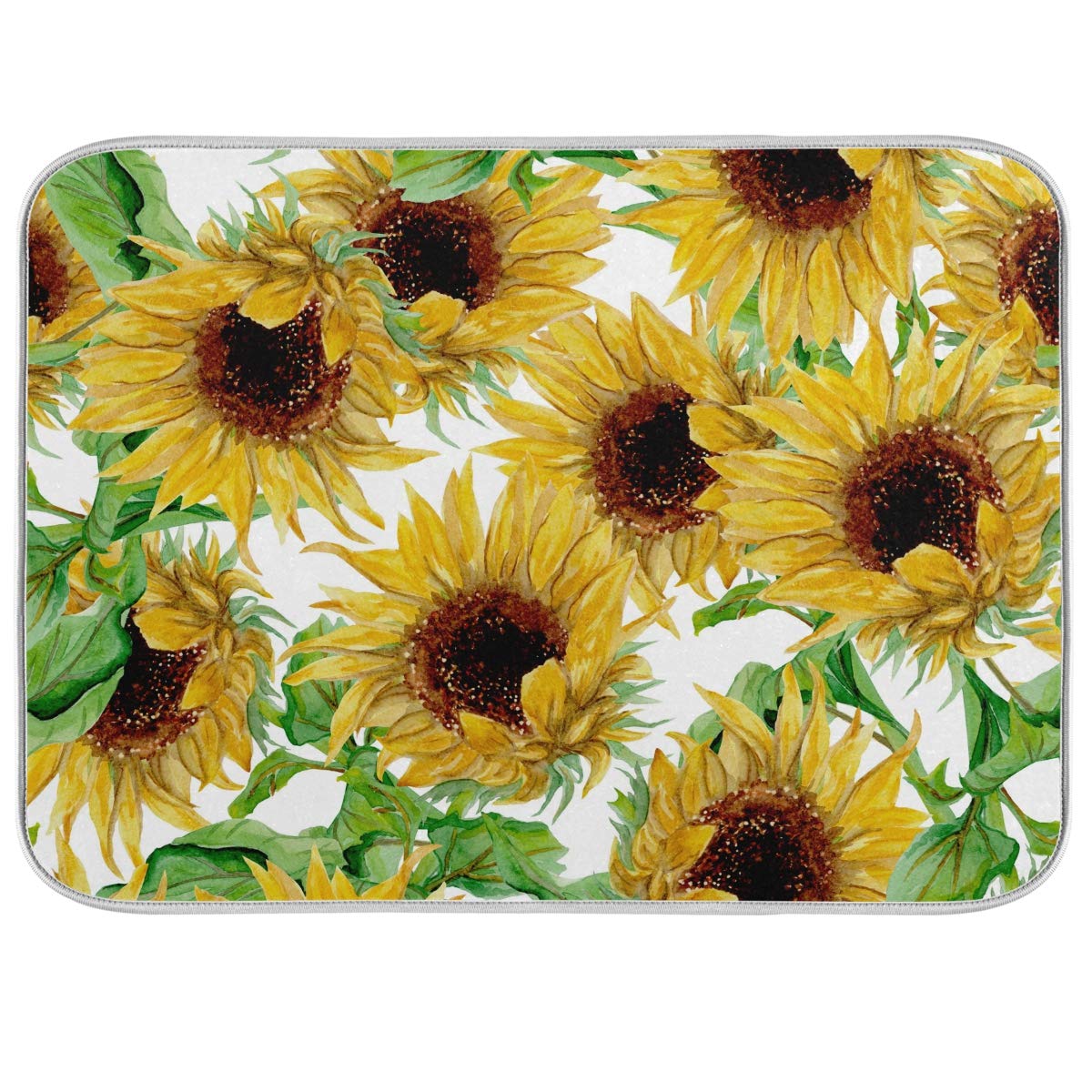 Reversible Sunflower Dish Drying Mat - 18x24 Inch Absorbent Kitchen Sink Mat for Dishes, Utensils & Counter Protection | Stylish & Functional Kitchen Decor