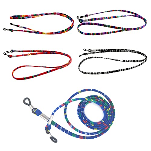 Adjustable Glasses Straps Pack of 5 - Eyewear Lanyard for Men & Women - Perfect for Reading & Sunglasses