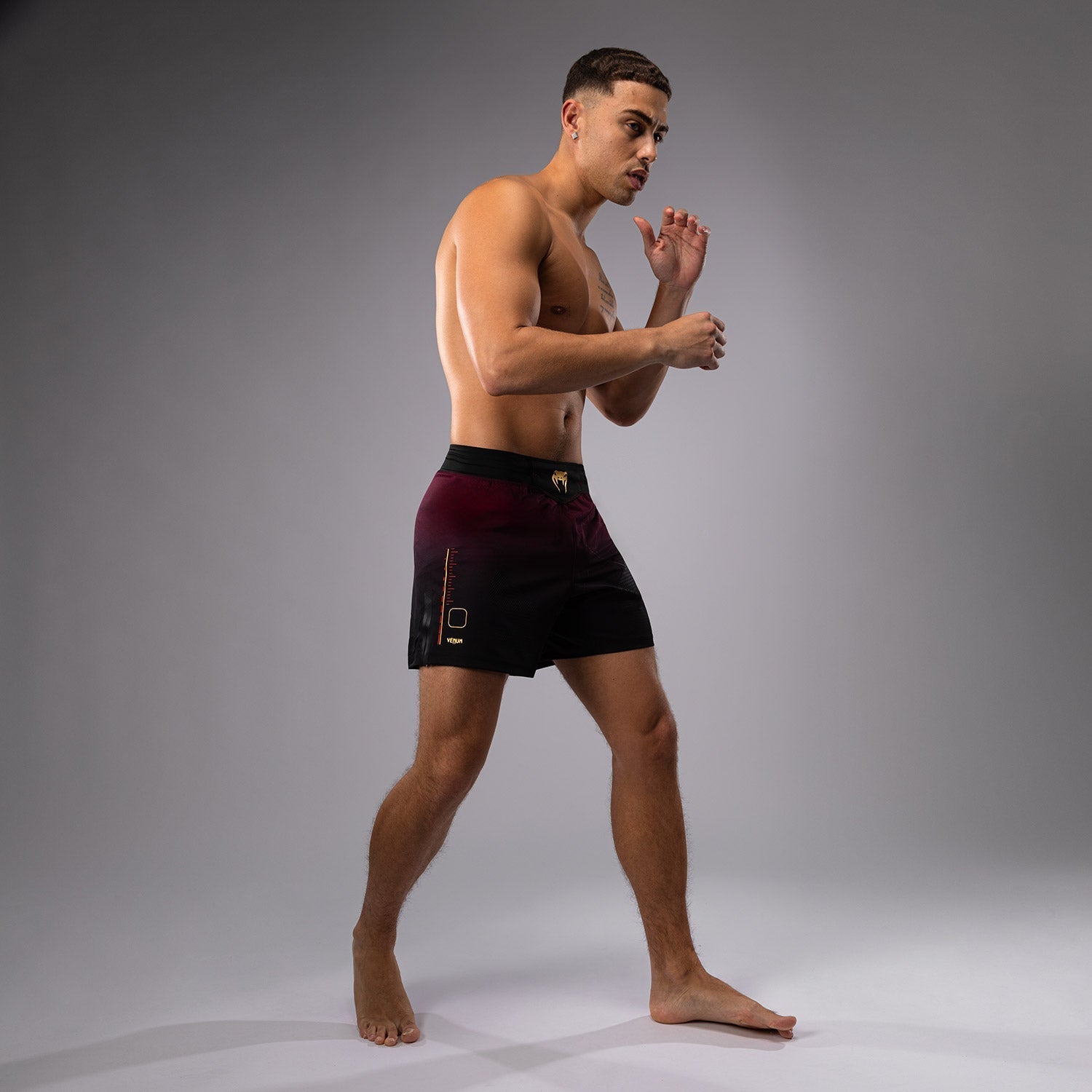 Venum Tactical XT Fight Shorts - MMA, BJJ & Muay Thai Training - Black/Burgundy/Gold - Lightweight & Durable Combat Shorts for Fighters & Athletes