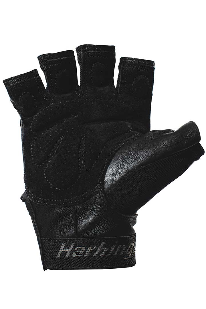 Harbinger Men's Training Grip Gloves - Black & Blue - Weight Lifting, Gym Workout & CrossFit Gloves for Better Grip & Protection