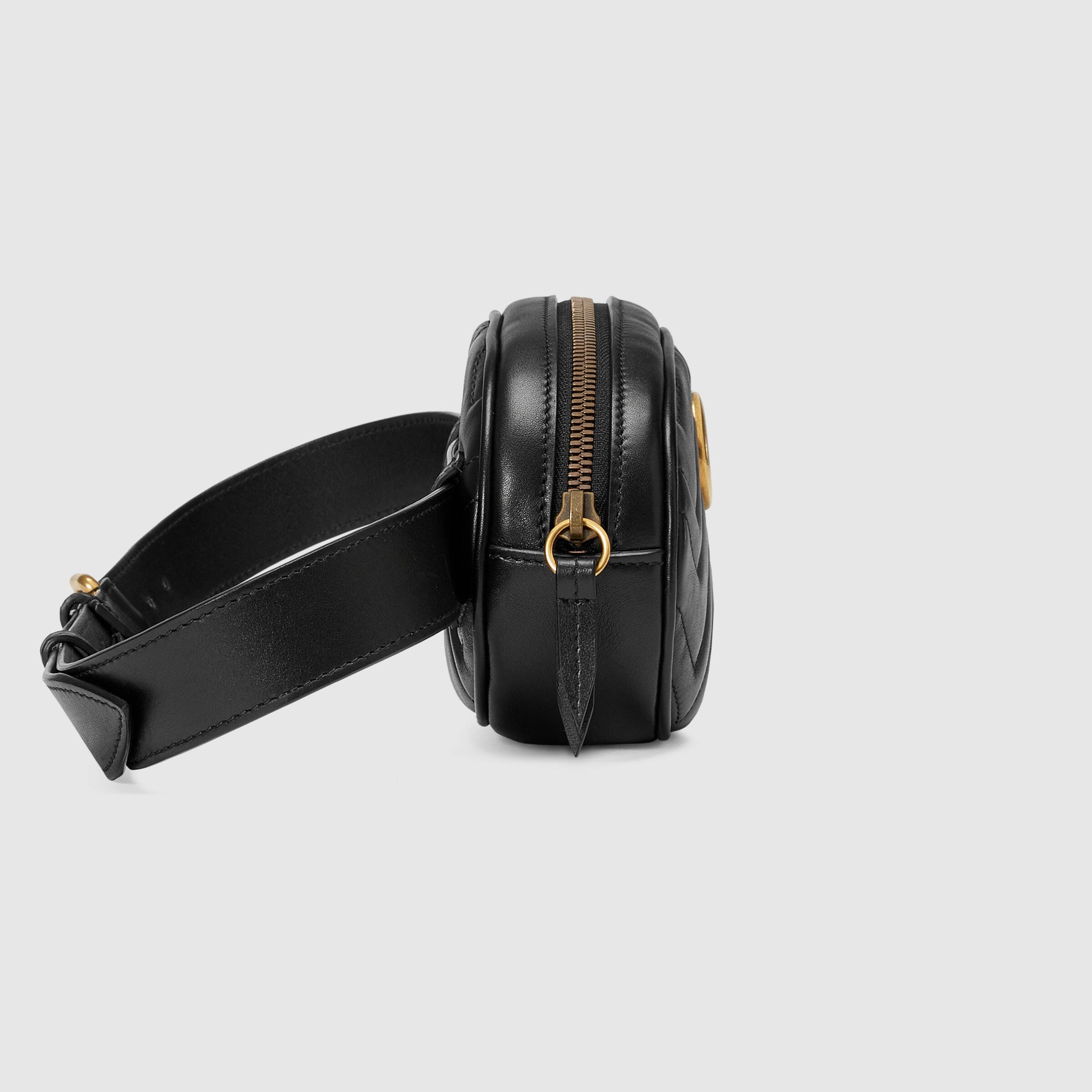 Gucci GG Marmont Matelassé Leather Belt Bag Black | Crossbody Fanny Pack for Women | Perfect for Travel, Concerts & Everyday Use