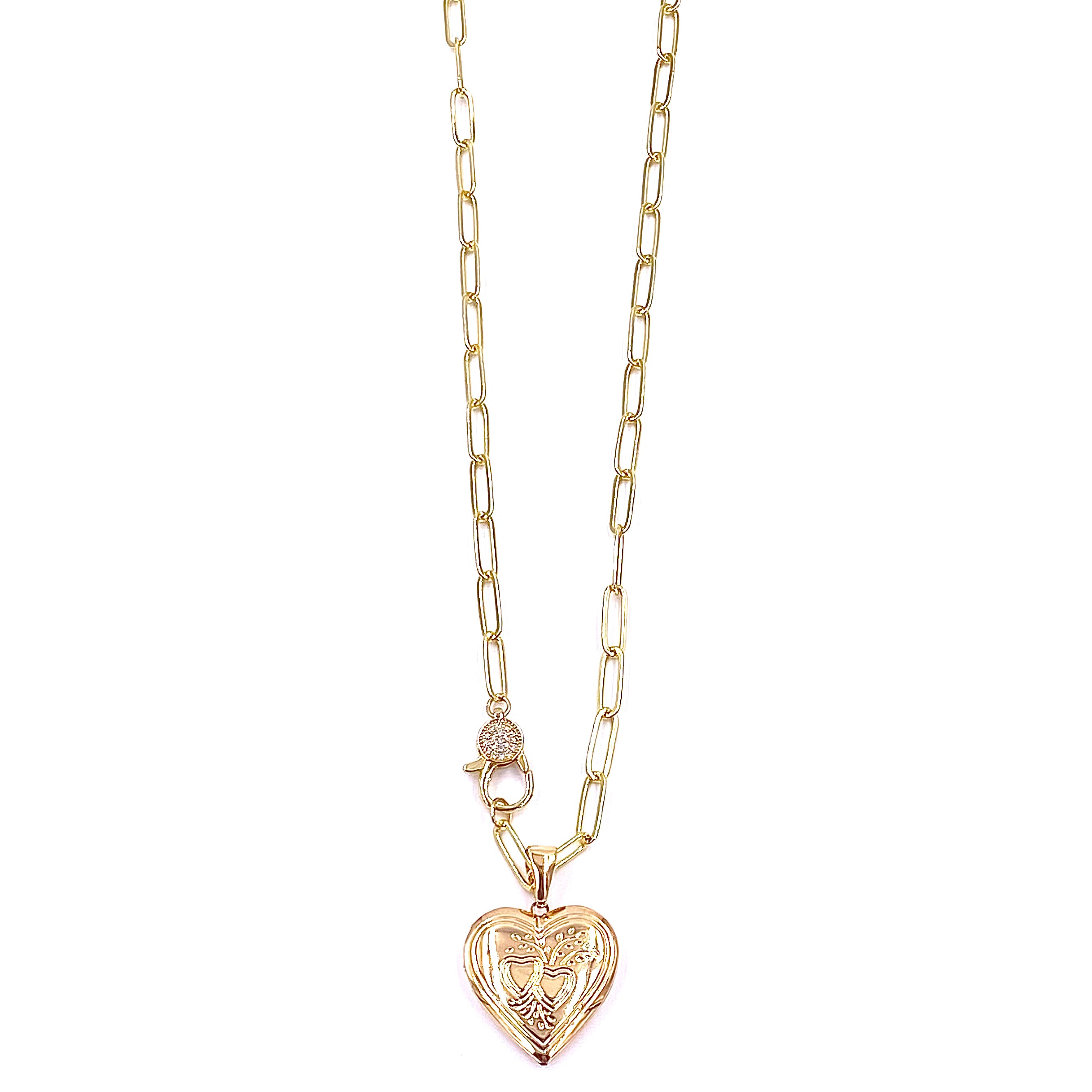 Ashley Gold Stainless Steel Gold Plated CZ Lobster Clasp and Locket Necklace - Elegant Jewelry for Women, Perfect for Parties, Weddings & Special Occasions