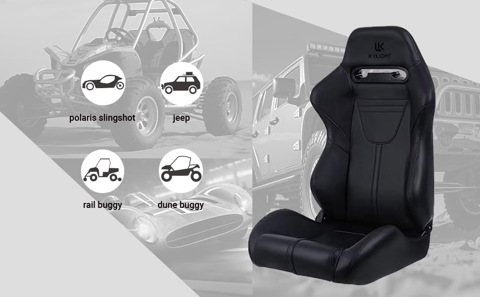 2-Piece PVC Leather Adjustable Racing Car Seats with Dual Sliders - Universal Bucket Seats for Sports Cars (Black) - Perfect for Racing Enthusiasts & Car Upgrades