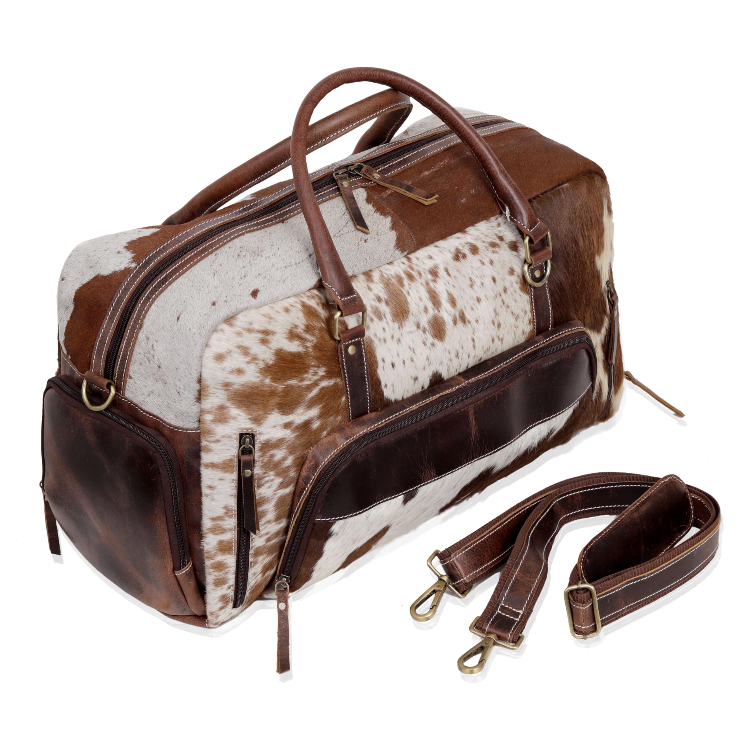 Premium Cowhide Duffel Bag - Large Unisex Travel Bag with Shoe Compartment | Durable Brown Leather Gym Bag for Men & Women | Perfect for Weekend Getaways, Business Trips & Sports Gear Storage (Duffel Style 2)