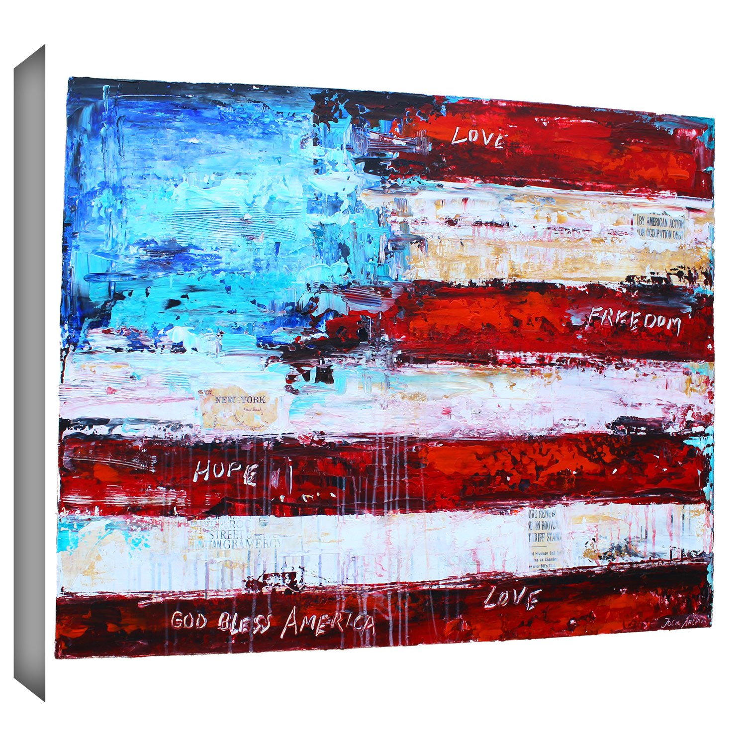 ArtWall Jolina Anthony 'America' Gallery Wrapped Canvas Art - 36x48 Inch Large Wall Decor for Living Room, Bedroom & Office - Patriotic Home Decor & Gift Idea