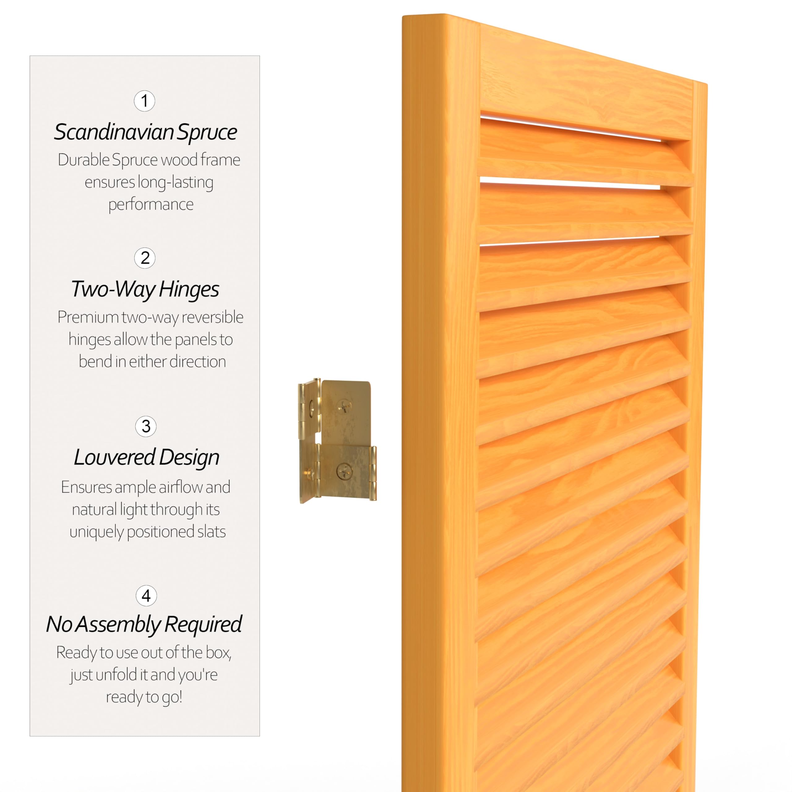 Red Lantern SS-BEAD-Honey-5P Room Divider - 5 Panel Folding Privacy Screen with Honey Finish - Perfect for Home Office, Bedroom Partition, and Asian-Inspired Decor