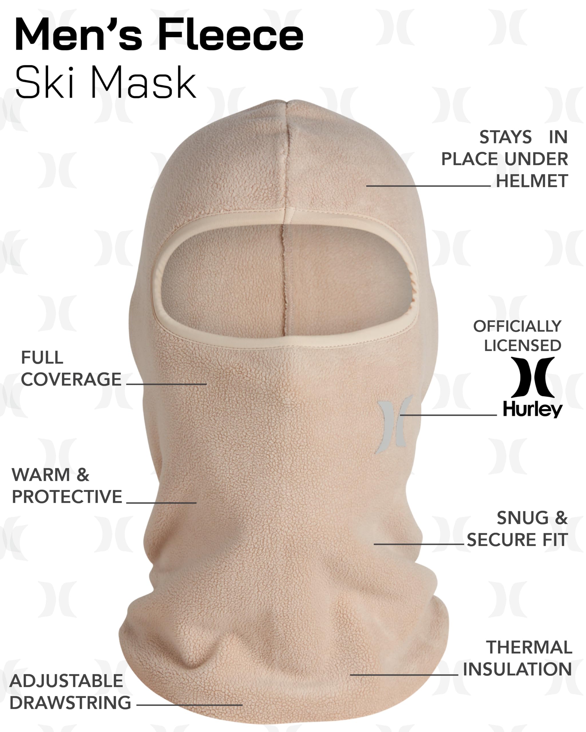 Hurley Men's Thermal Polar Fleece Balaclava Ski Mask - Winter Face Cover for Extreme Cold Weather - Perfect for Skiing, Snowboarding & Outdoor Activities