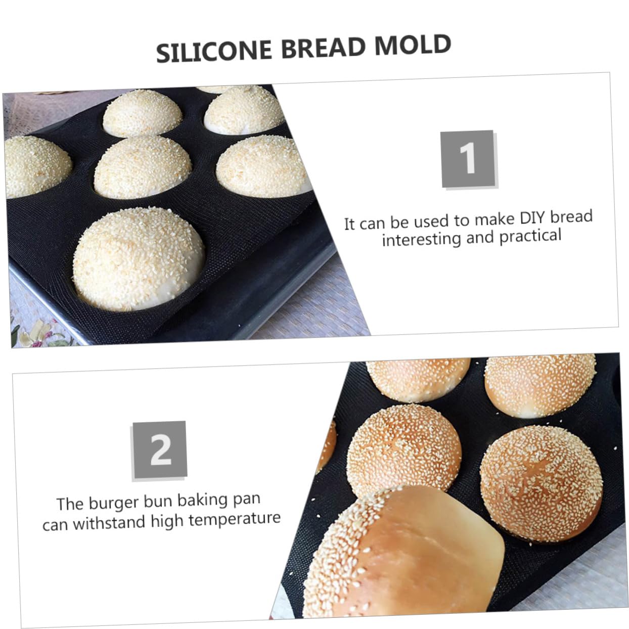 DOITOOL Non-Stick Silicone Baking Molds - Round Bun Pan for Bread, Chocolate & Gummy Candy Making | Reusable, BPA-Free Silicone Molds for Home Baking & Professional Pastry Decorating