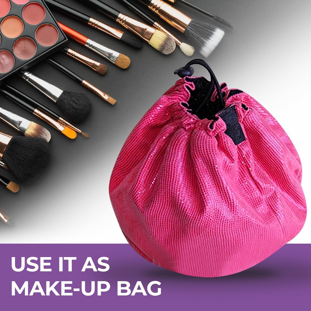 ResQ Mini Wig Bag - Drawstring Storage for Wigs & Extensions - Travel & Organizer (Pink) - Perfect for Salon & Travel