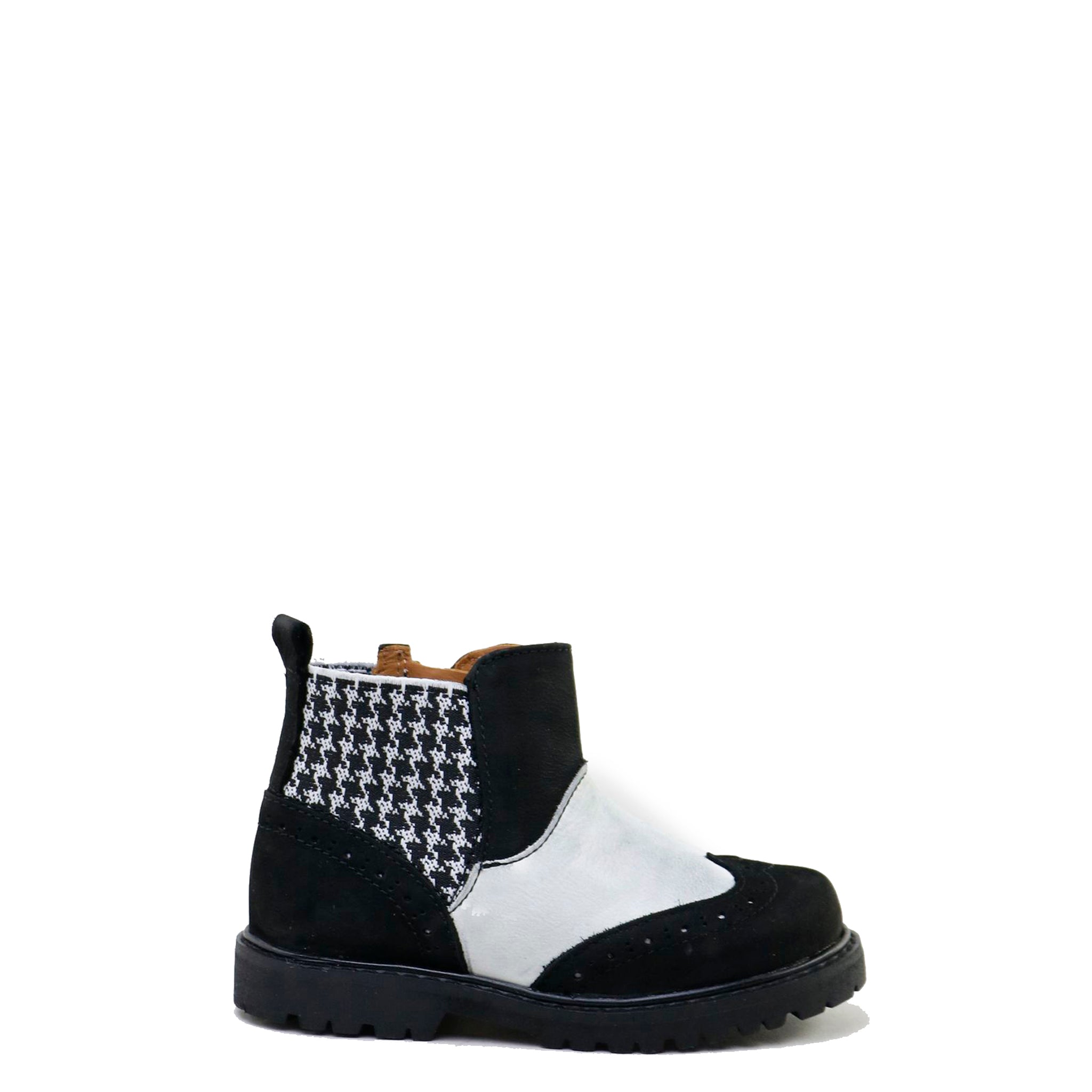 Stylish Black and White Wingtip Booties for Women - Fashionable Ankle Boots with Classic Design - Perfect for Office, Parties & Casual Outfits