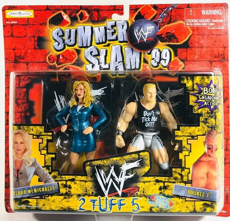 Vintage 1999 WWF Jakks Pacific 2 Tuff 5 Debra McMichael & Double J Wrestling Action Figure - Collectible Wrestling Toys for Fans, Display & Play