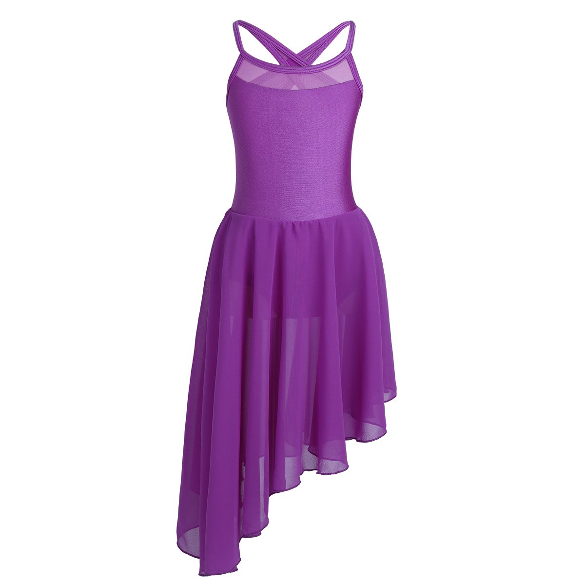 iEFiEL Kids Big Girls Irregular Ballet Dress Skirt Contemporary Lyrical Ballroom Dance Leotard Costume for Recital Competition Performance Practice