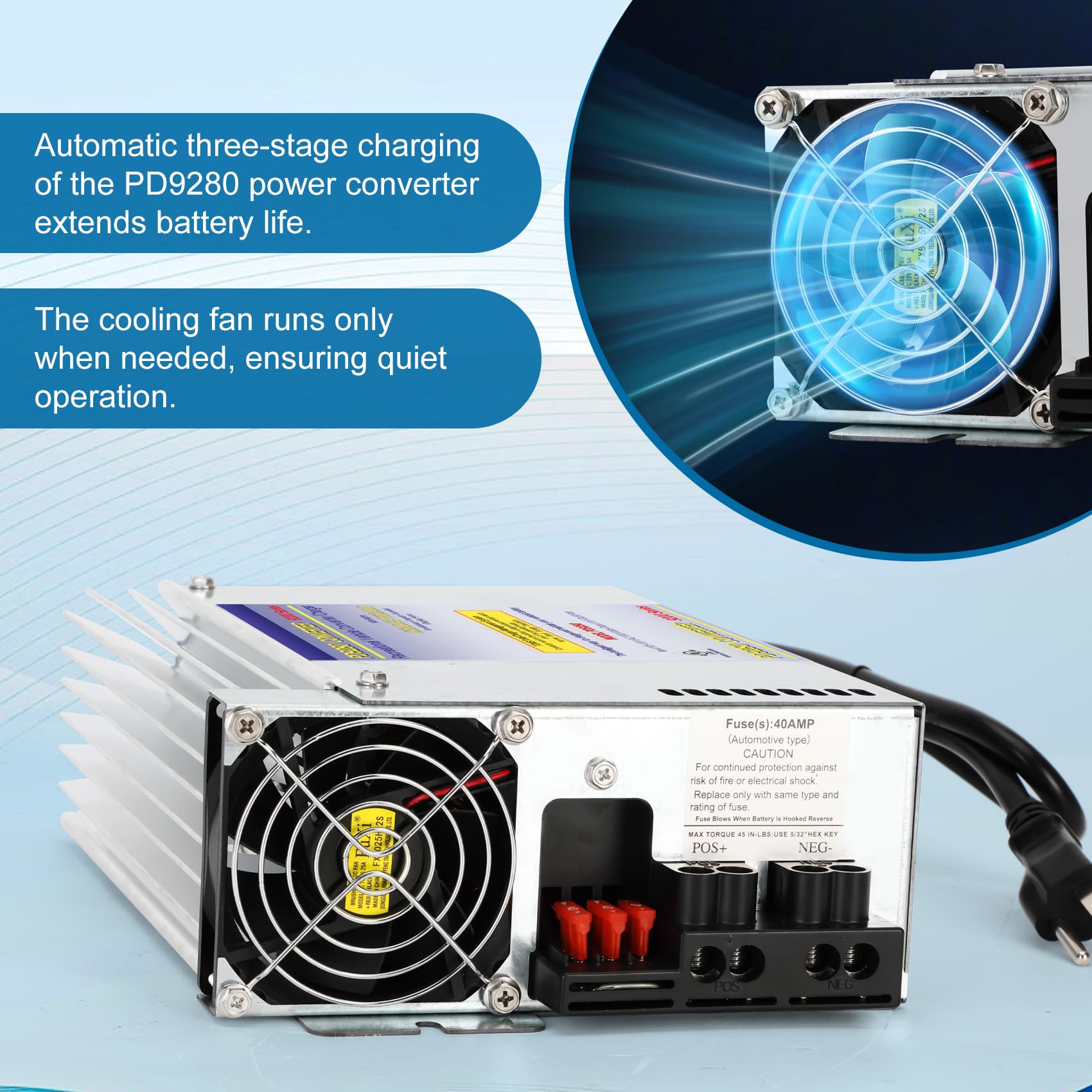 80A RV Inverter Converter Charger PD9280AV - Intelligent Power Converter & Battery Charger for Lead Acid Batteries - Compatible with PD9200 Series - Perfect for RV Campers, Trailers & Caravans - Keep Your RV Powered On The Road & Off-Grid Adventures