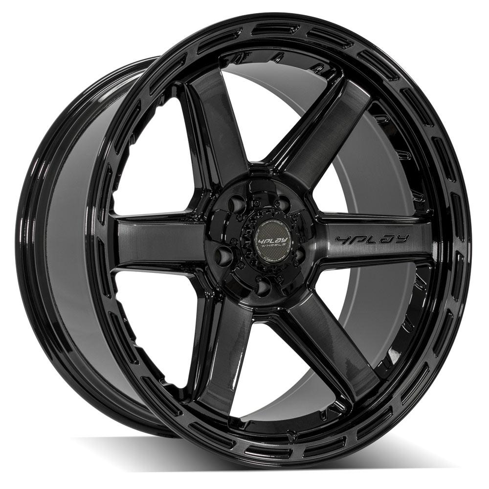 4Play Gen3 4P63 Gloss Black Wheels 22x10.0 with Brushed Face & Tinted Clear Finish - 5x127/5x139.7mm Bolt Pattern 87.1mm Hub - Perfect for Off-Road Trucks and SUVs