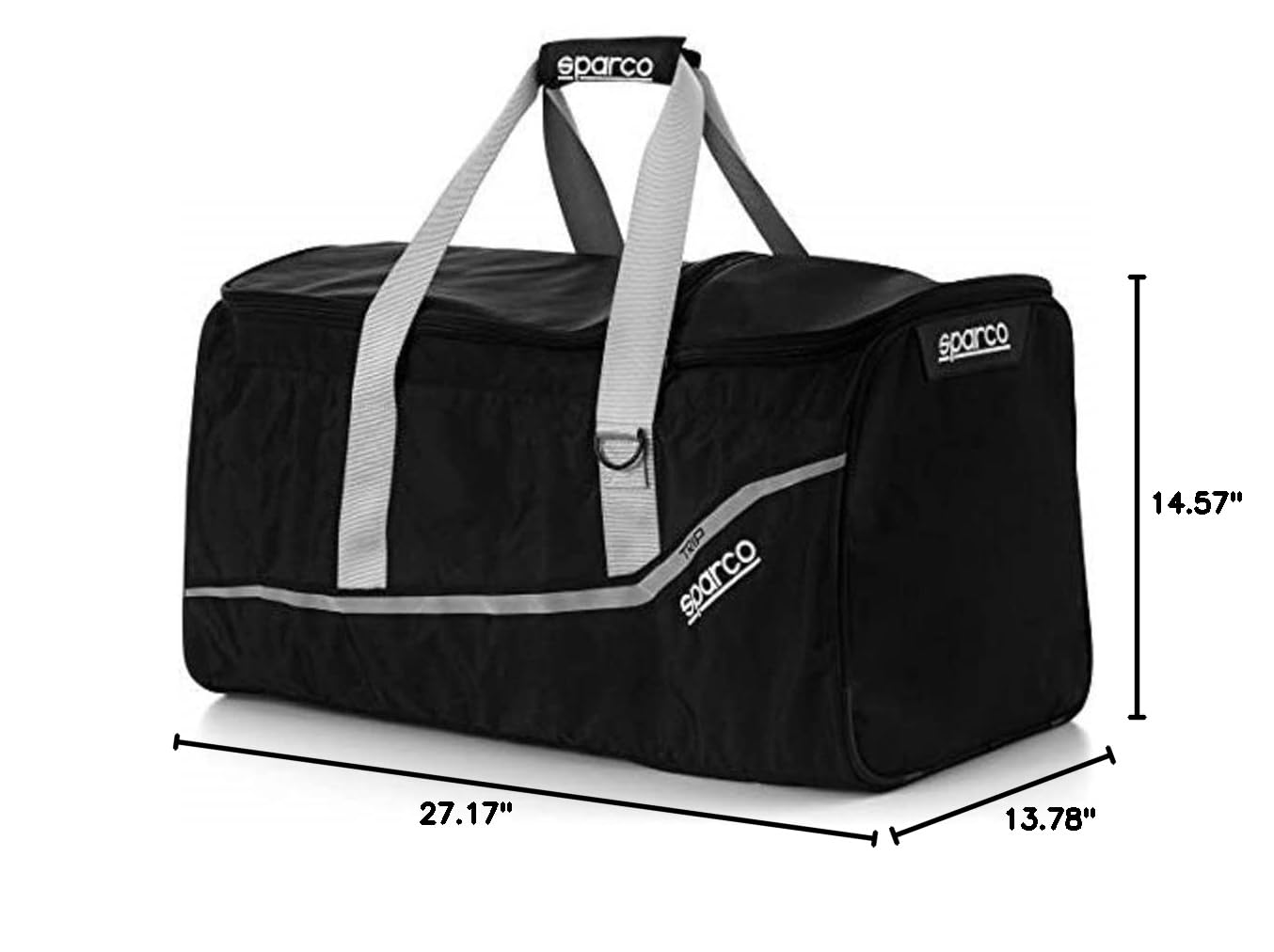Sparco Premium Travel Bag - Durable Black/Silver Carry-On Luggage for Business Trips & Weekend Getaways | Airplane & Car Travel Essentials