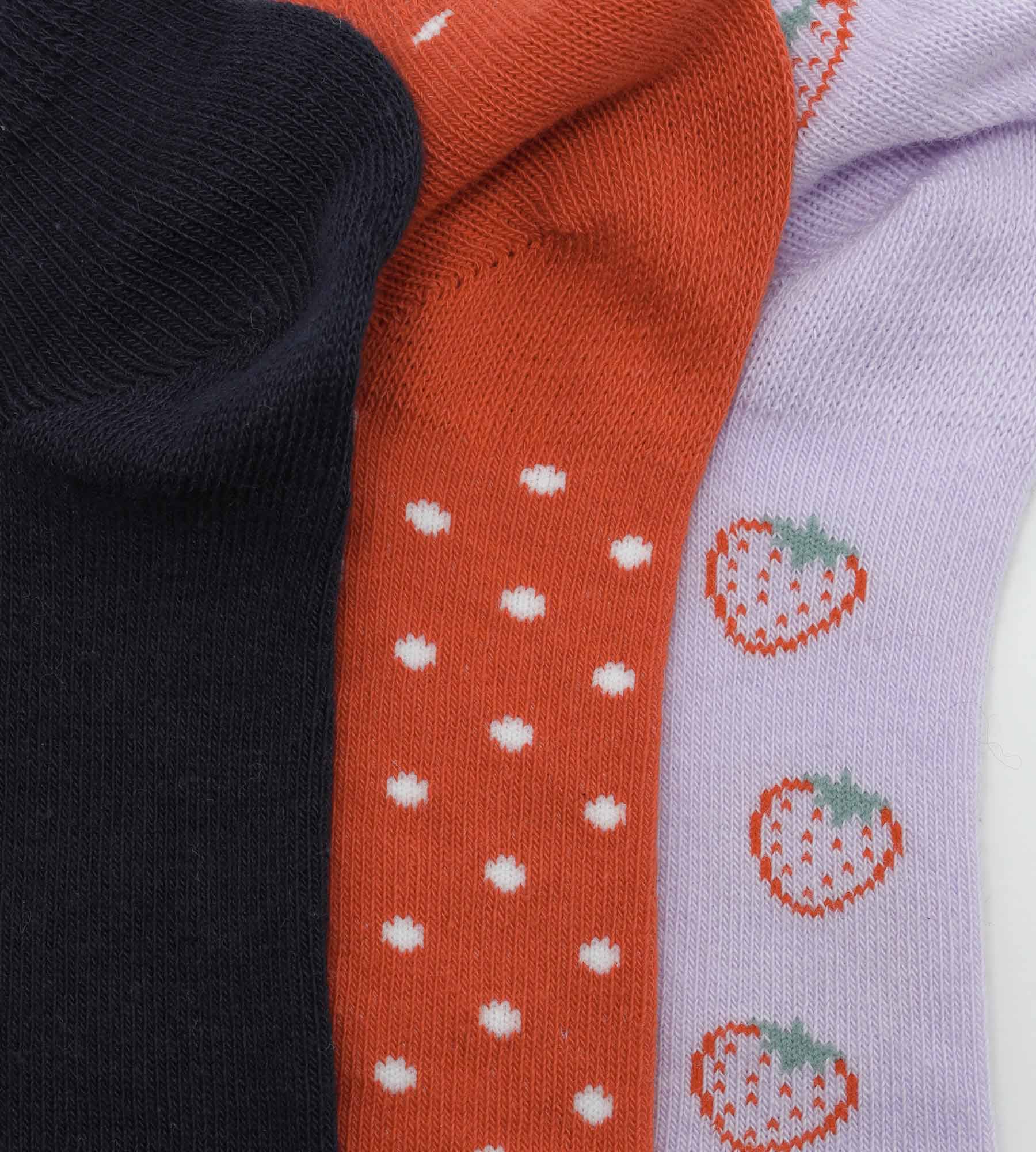 3 Pairs Kids Socks with Strawberry Print - Soft Cotton Lila Socks for Boys & Girls - Perfect for School, Play & Everyday Wear