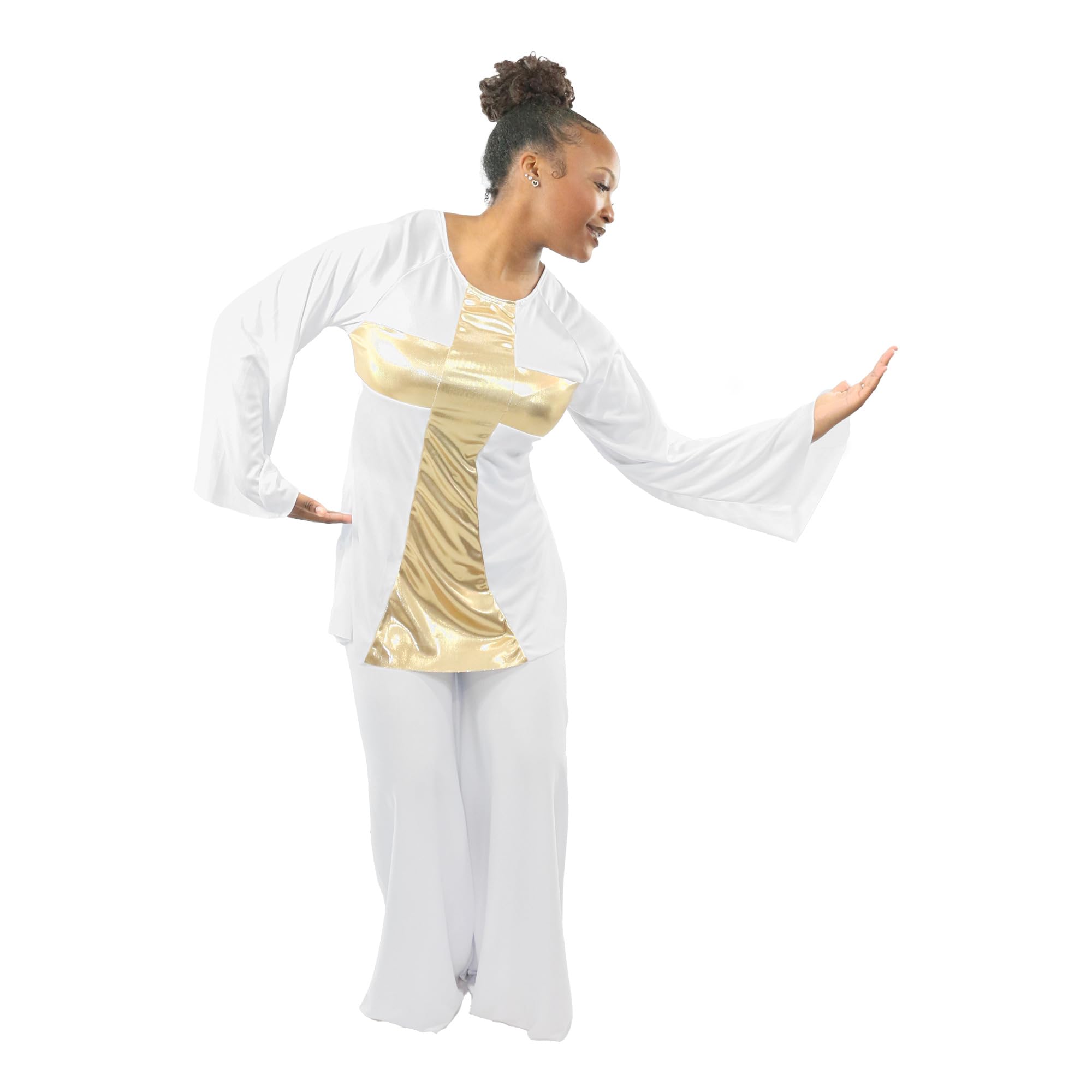 Danzcue Women's Worship & Praise Dance Cross Pullover Top - Comfortable Church Performance Apparel for Choir, Gospel Singing & Spiritual Events