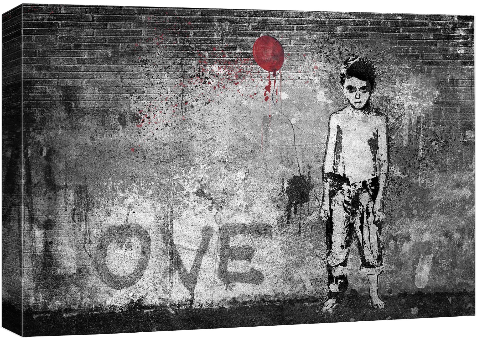 Banksy Boy Love Balloon Graffiti Canvas Print - 32x48 Inch Modern Street Art Wall Decor for Living Room, Bedroom & Office | Urban Bohemian Colorful Spray Paint Cityscape Digital Art | Perfect for Home Decor, Gift & Art Lovers
