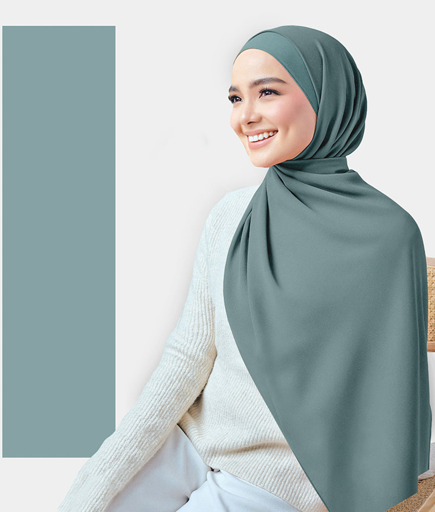 SA22 Dove Color Chiffon Plain Rectangular Hijab Scarf - Lightweight Muslim Headscarf for Women, Perfect for Daily Wear, Prayer & Special Occasions
