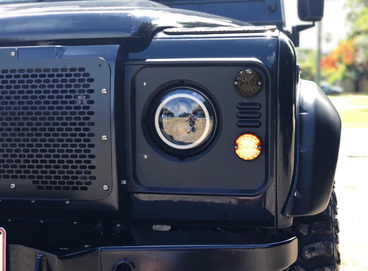 Amber LED Front & Rear Turn Signal Lights Compatible with Land Rover Defender Series 1 & 2 - Upgrade Your Off-Road Vehicle Lighting for Enhanced Safety and Style