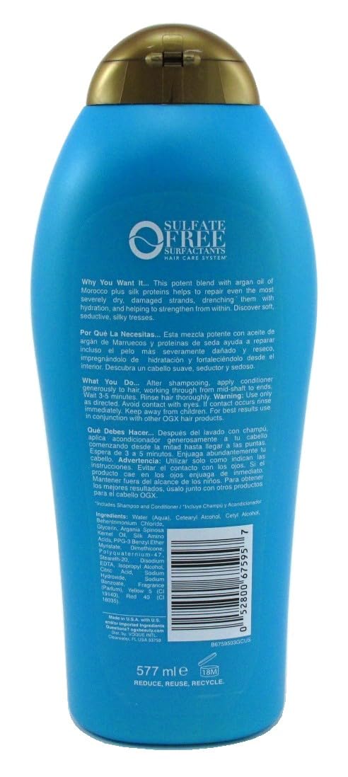 OGX Renewing + Argan Oil of Morocco Conditioner, 19.5 oz (Pack of 6) - Hydrating & Repairing Hair Treatment for Dry, Damaged Hair - Salon Quality Hair Care for Smooth, Shiny Locks - Perfect for Daily Use & Travel Size Convenience