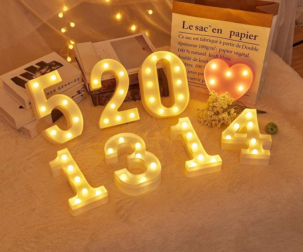 White LED Marquee Letter & Number Lights with Diamond Bulbs - 2AA Battery Powered Alphabet Signs for Wedding, Birthday, Christmas Decor - Perfect for Home, Bar, Party & Romantic Confession Scenes