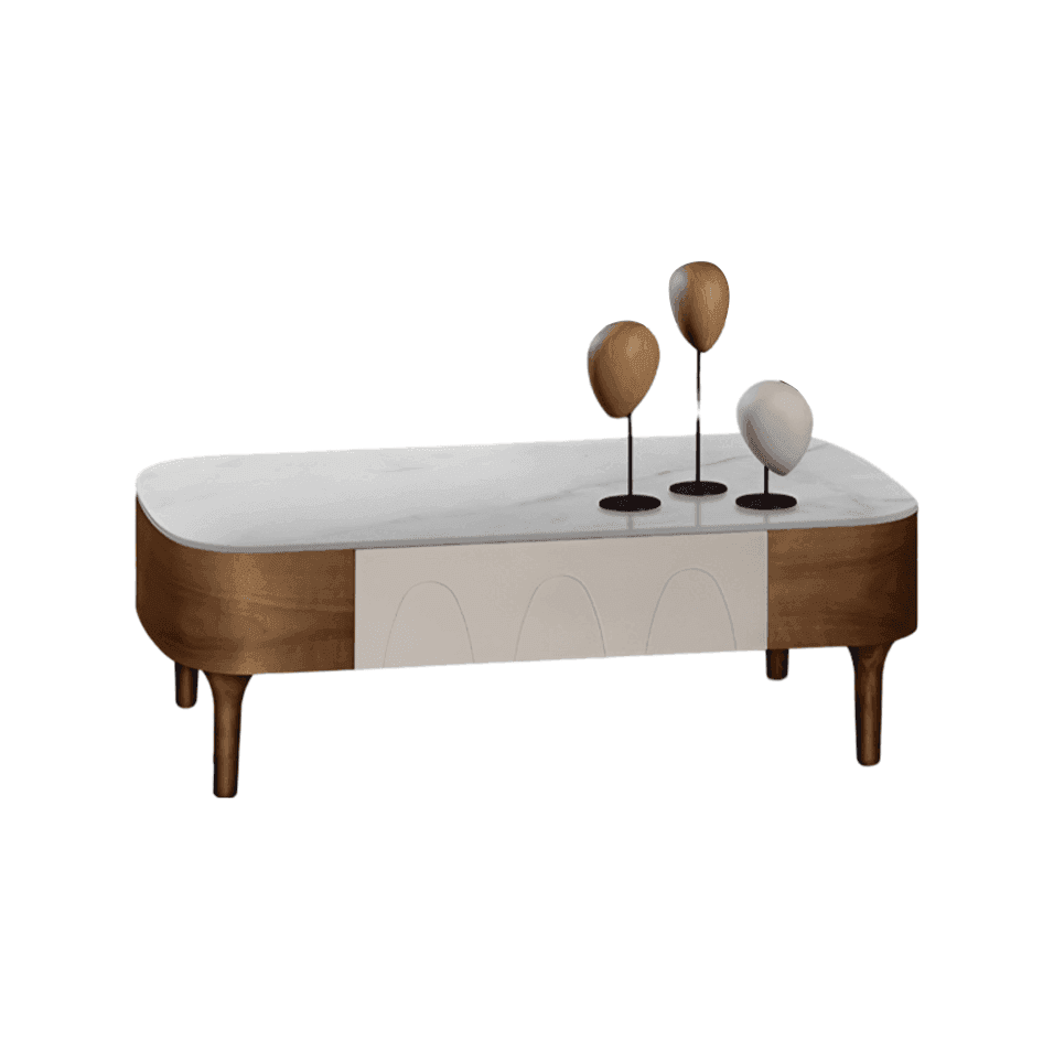 Modern Grant Coffee Table with Crystalized Stone Top - Elegant Living Room Centerpiece for Home Decor & Entertaining