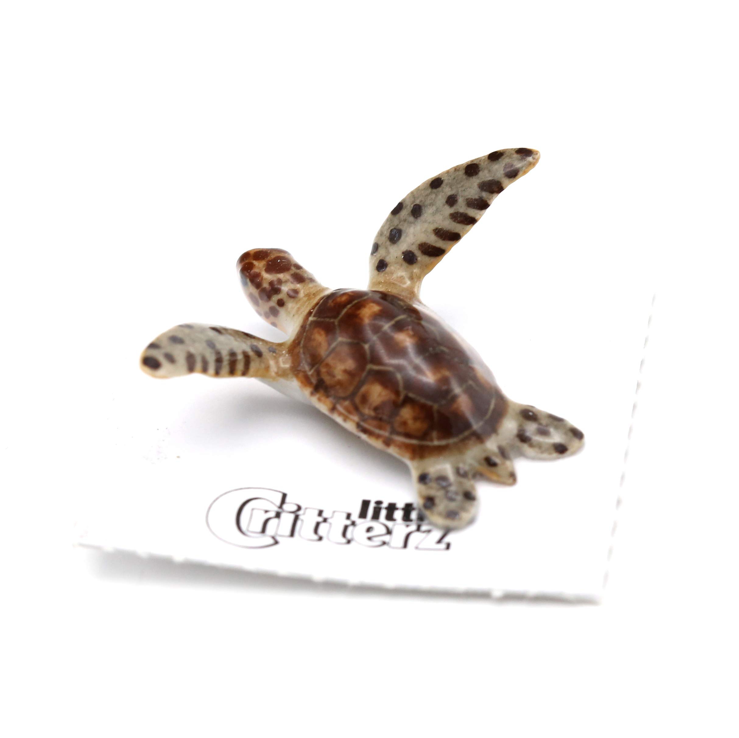Green Sea Turtle Miniature Porcelain Figurine - Handcrafted Home Decor Collectible - Perfect for Beach House Decor, Ocean Theme Room, or Gift for Turtle Lovers