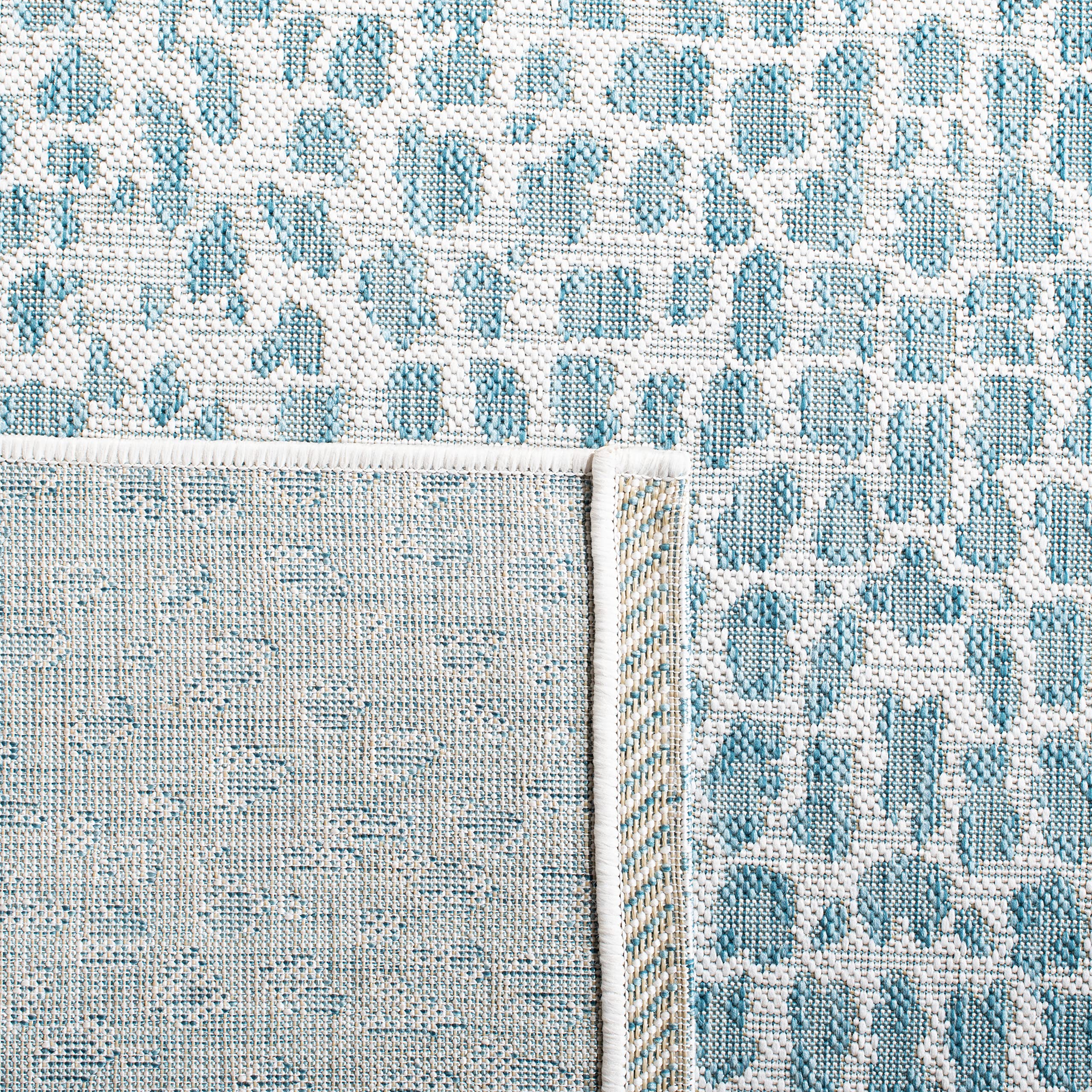 SAFAVIEH Courtyard Collection 8' x 10' Ivory/Aqua Indoor Outdoor Waterproof Rug - Easy to Clean, Stain Resistant for Patio, Backyard, Mudroom, Deck & Poolside Use (CY8444)
