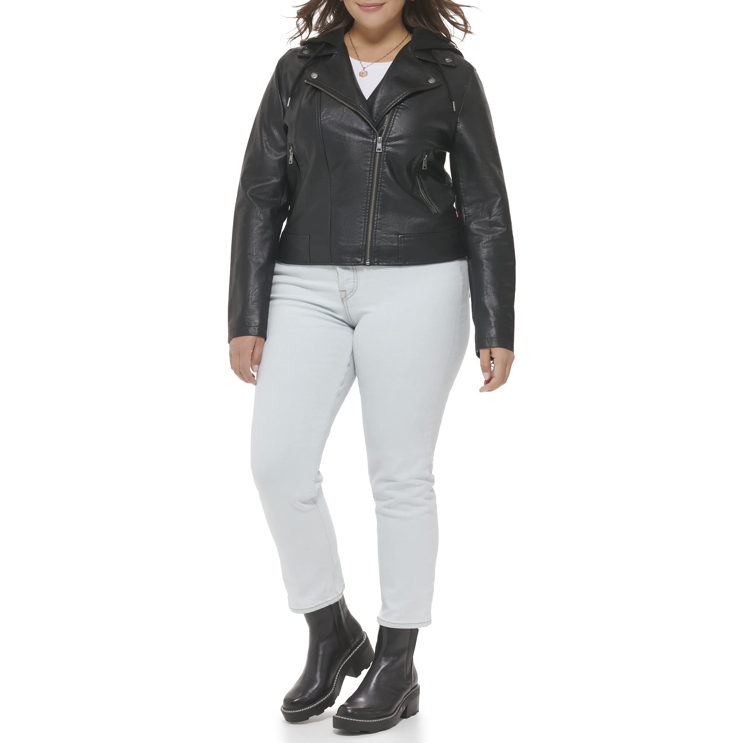 Levi's Women's Classic Faux Leather Motorcycle Jacket - Regular & Plus Size - Stylish Biker Jacket for Casual Outings & Night Rides