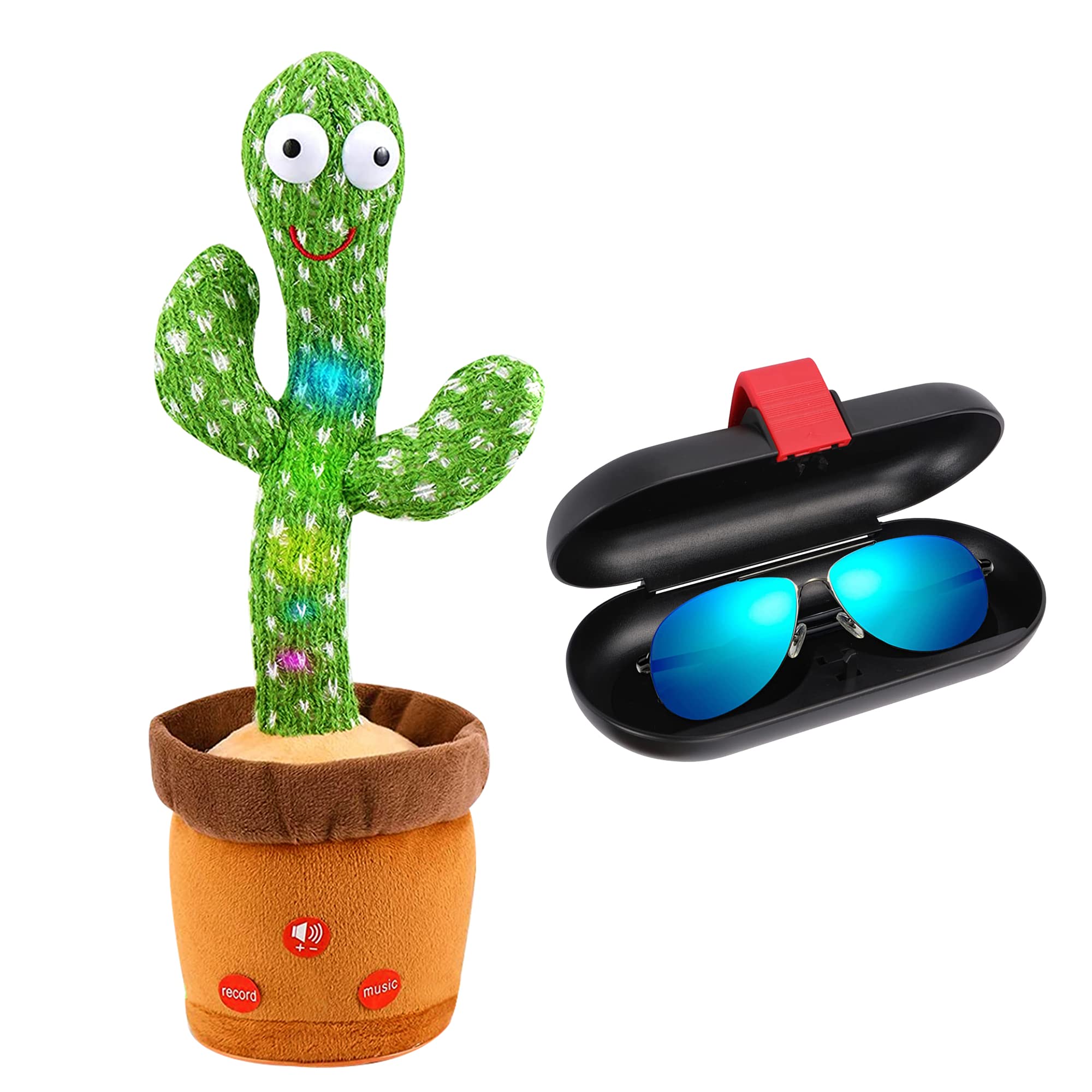 Fun Dancing Cactus Toy with Black Sunglasses - Cute Animated Plush for Kids & Adults - Perfect Car Visor Accessory for Road Trips & Travel