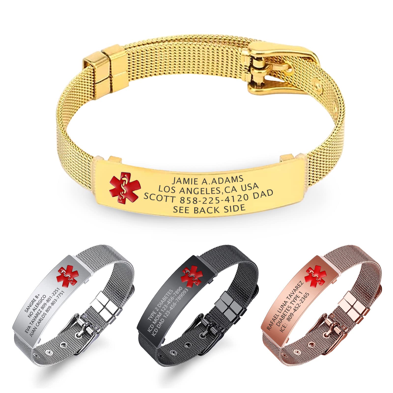 Custom Engraved Adjustable Stainless Steel Medical Alert Bracelet for Men, Women & Kids - Emergency Medical ID Wristband with Free Personalization | Perfect for Allergies, Diabetes & Daily Safety