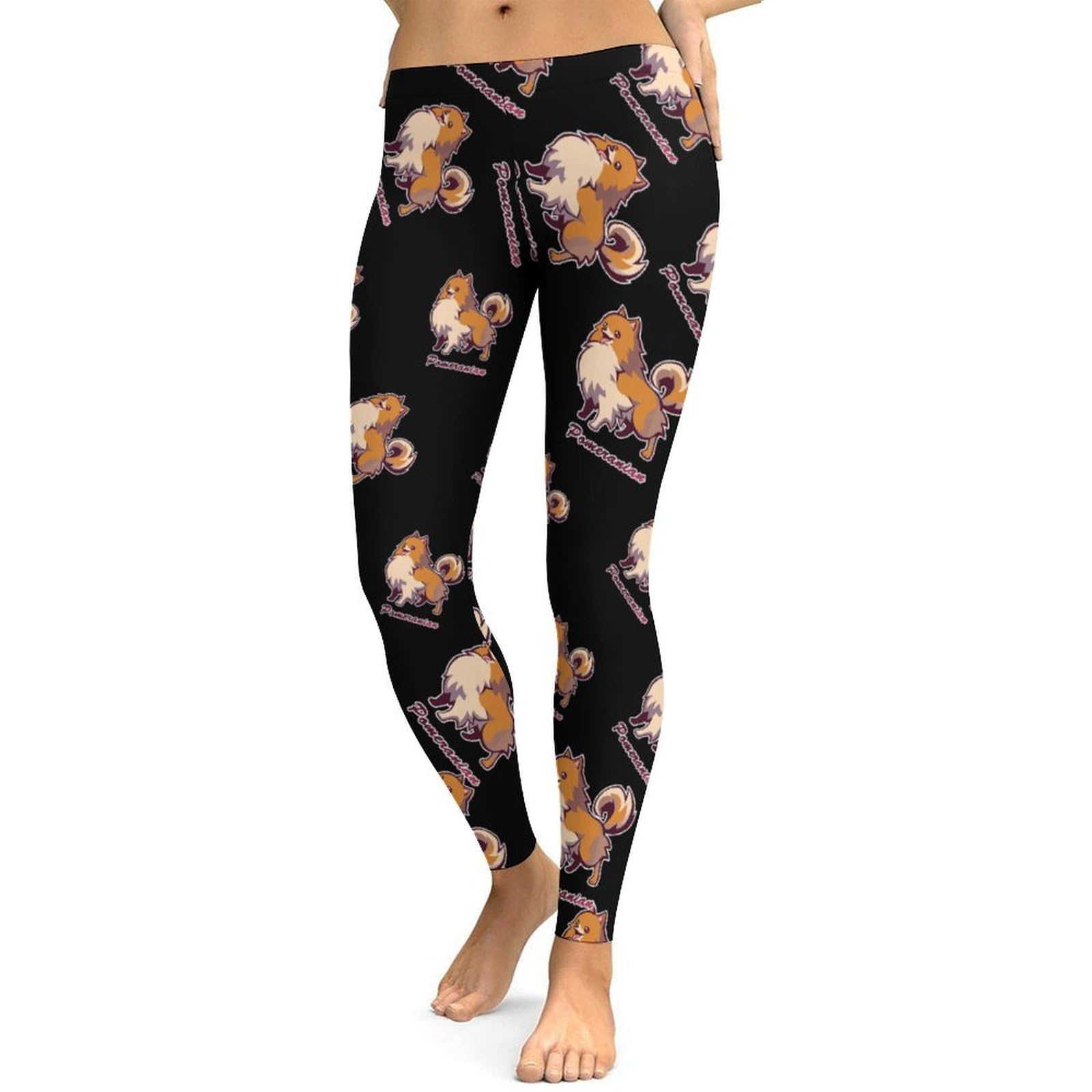 Stylish Printed Women's Yoga Pants - Cute Pomeranian Design Workout Leggings & Gym Sweatpants | Perfect for Yoga, Running & Fitness Training