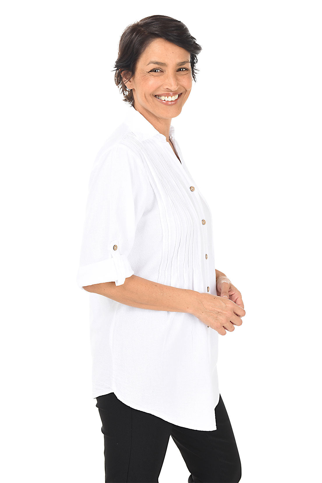 Crinkle Pintuck Shirt for Women - Stylish Wrinkle-Resistant Blouse for Casual & Office Wear | Perfect for Work, Dates & Everyday Outfits