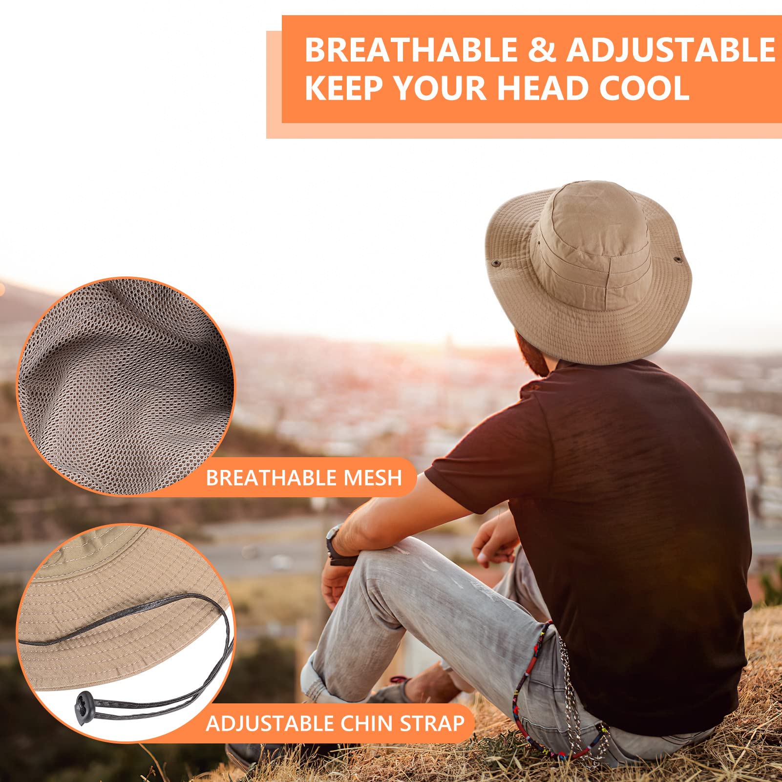 UPF 50+ Sun Hat for Men & Women - Wide Brim Bucket Fishing Hat with Neck Flap, Safari Boonie Hat for Outdoor Activities, Beach, Hiking, and Travel