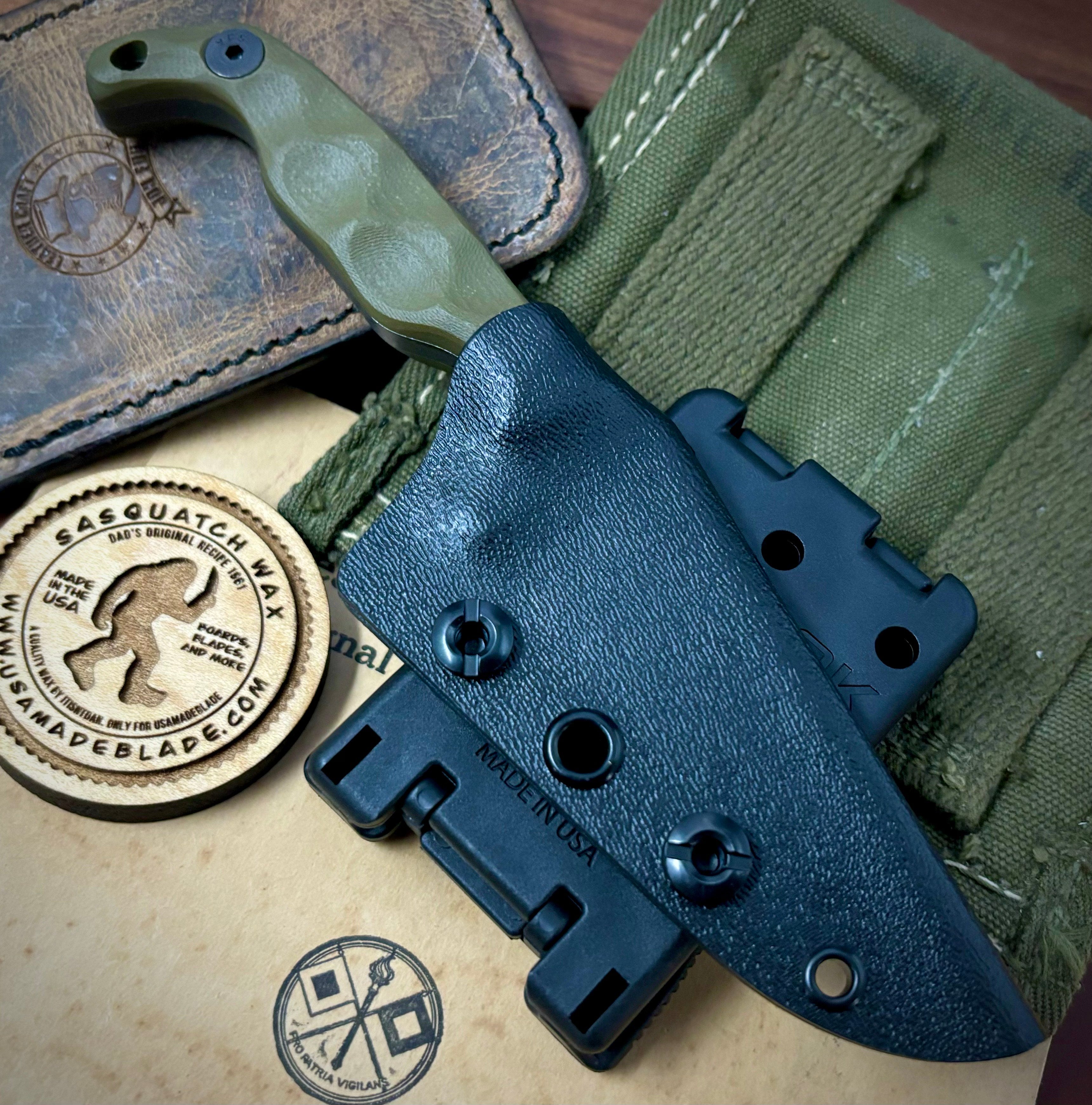 Stroup Knives Mini Pocket Knife with OD Green G10 Handle - Compact EDC Knife for Outdoor, Camping, Hiking & Everyday Carry