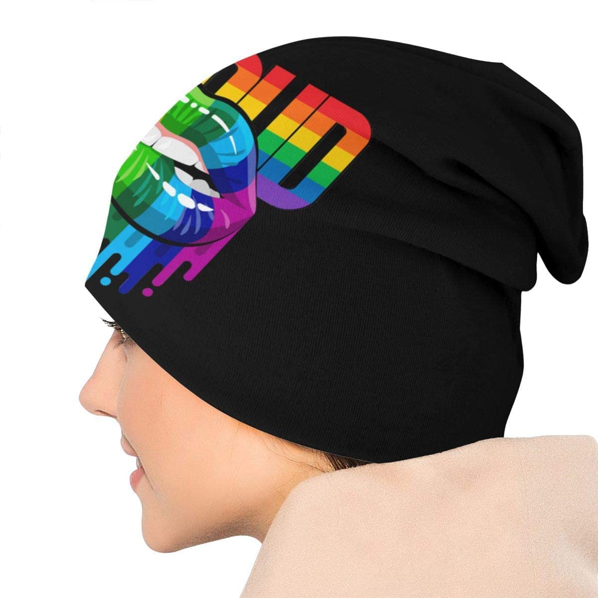 Rainbow Pride Beanie Hat for Women & Men - Unisex Gay LGBTQ Skull Cap - Warm Winter Knit Hat for Daily Wear, Festivals & Pride Events
