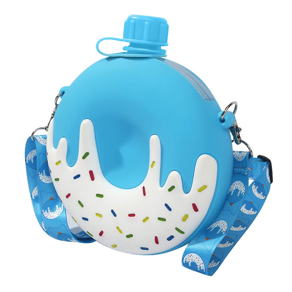 VALICLUD Insulated Donut-Shaped Water Bottle with Crossbody Strap - 250ml Leak-Proof Kids Drink Bottle for School, Sports & Outdoor Activities