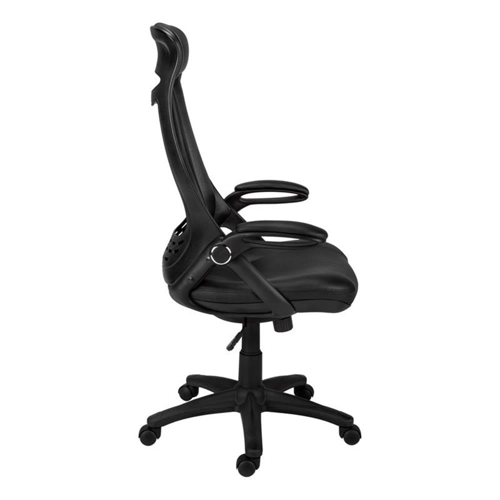 Monarch Specialties I 7276 Ergonomic Office Chair - Adjustable Height Swivel Chair with Armrests, Black Fabric & Metal Frame for Computer Desk - Perfect for Home Office, Gaming & Workspace