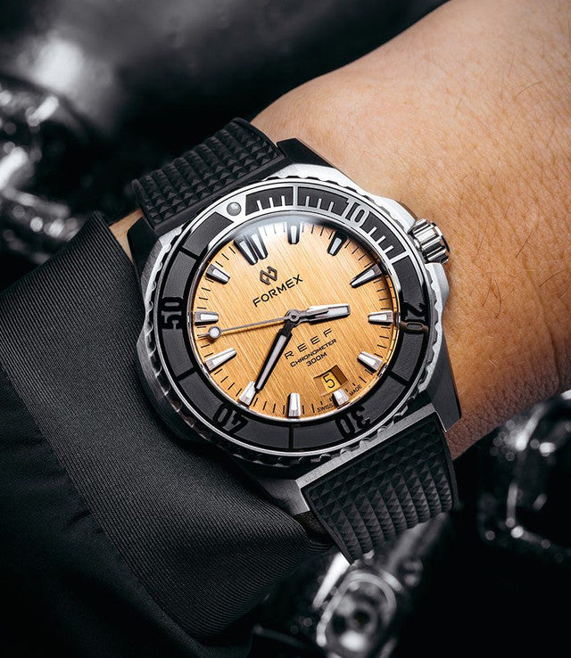 Formex REEF Automatic Chronometer 300m Waterproof Dive Watch - Radiant Bronze Case with Rubber Strap | Luxury Swiss Made Mens Wristwatch for Diving, Swimming & Outdoor Adventures