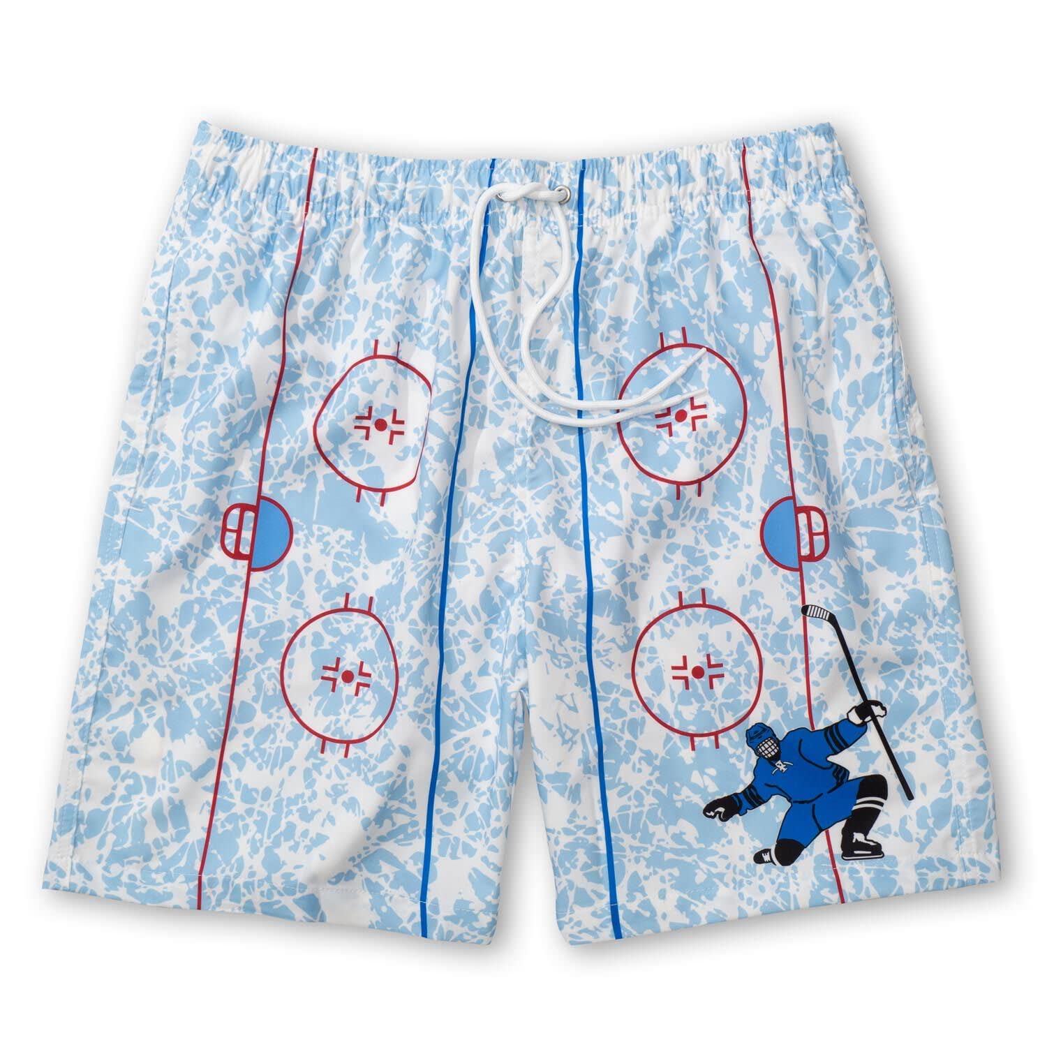 ChalkTalkSPORTS Hockey Swim Trunks for Men & Youth - Quick Dry Board Shorts with Hockey Design | Perfect for Swimming, Beach, Pool & Water Sports