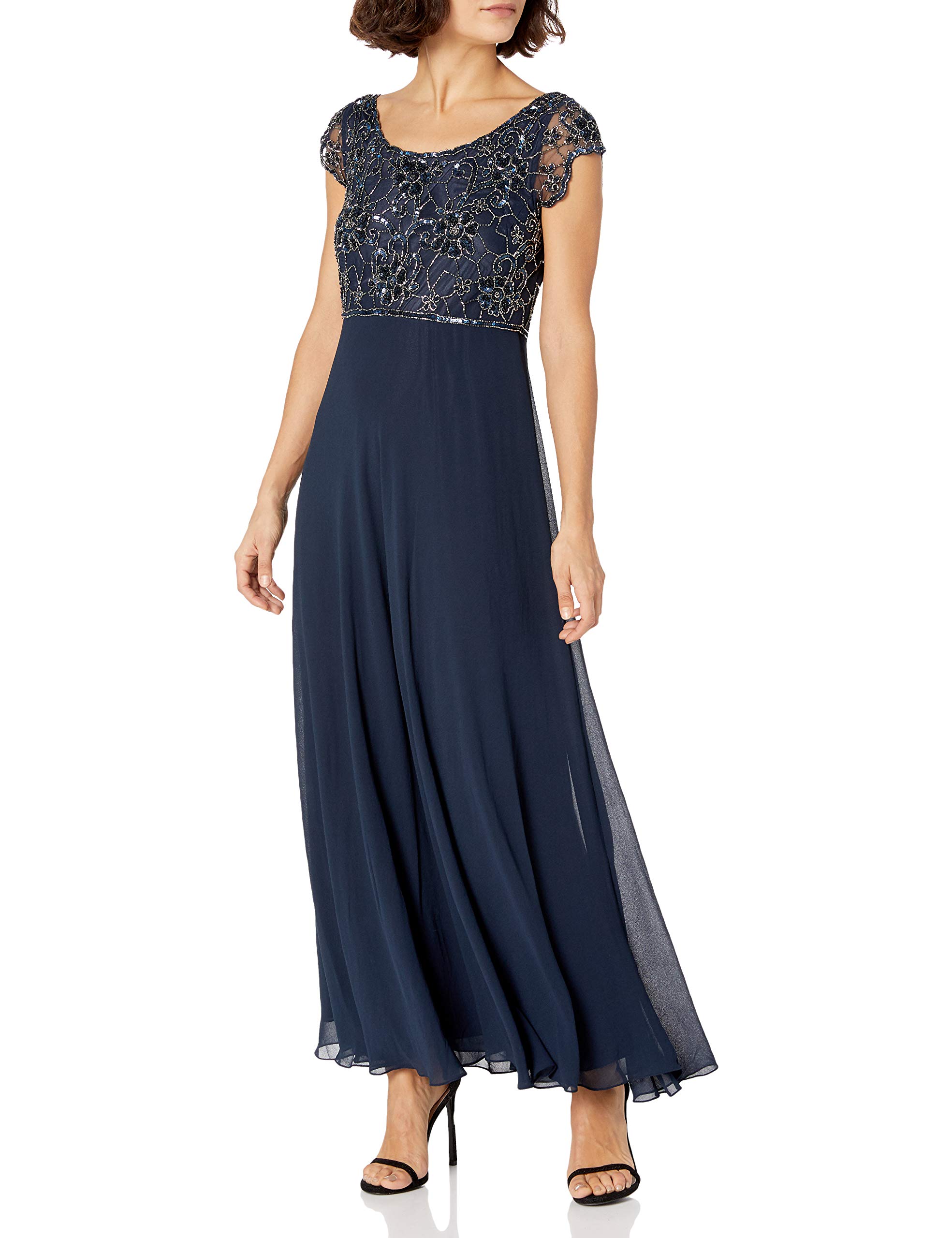 J Kara Women's Plus Size Flutter Sleeve Maxi Dress - Elegant Long Flowy Dress for Casual Wear, Parties & Special Occasions